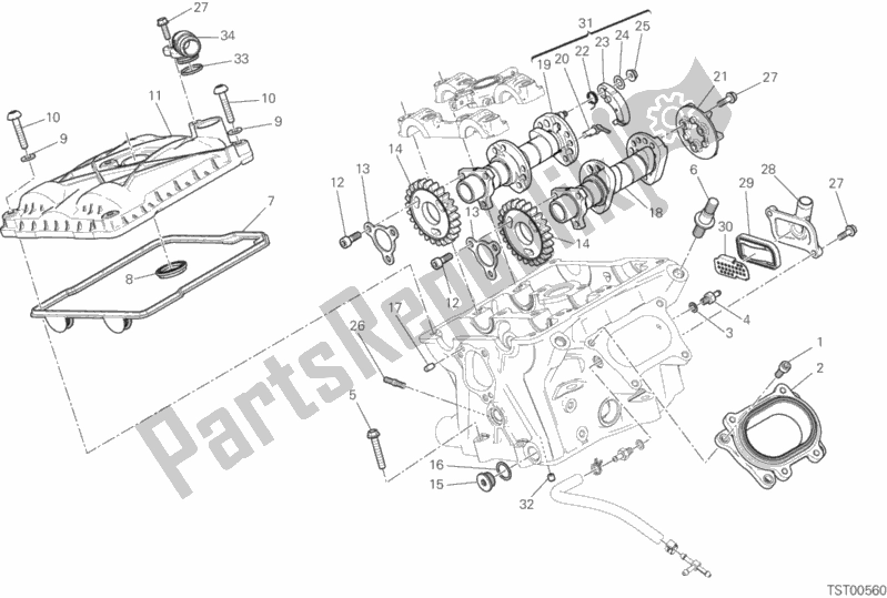 All parts for the Vertical Cylinder Head - Timing of the Ducati Superbike 959 Panigale Corse USA 2018